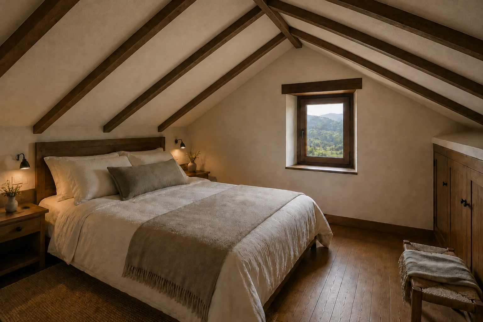 Habitación Bajo cubierta con vigas vistas